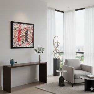 Modernist Abstract Painting 24x24 canvas w/ black frame (Collectible Art piece)